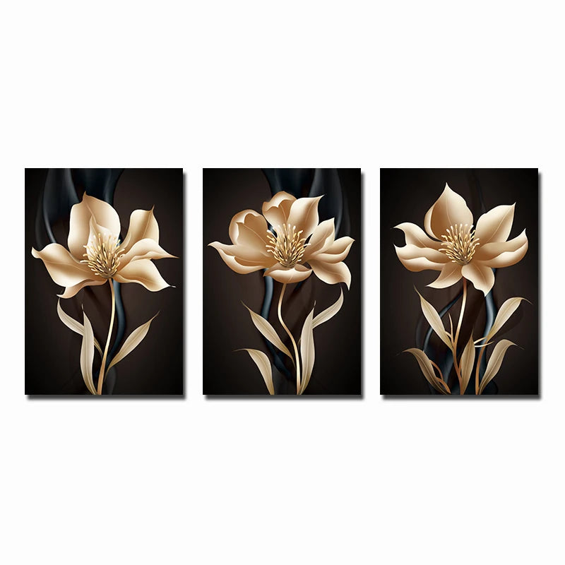 Gold Black Marble Abstract Wall Art Nordic
