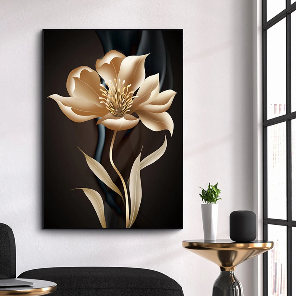 Gold Black Marble Abstract Wall Art Nordic