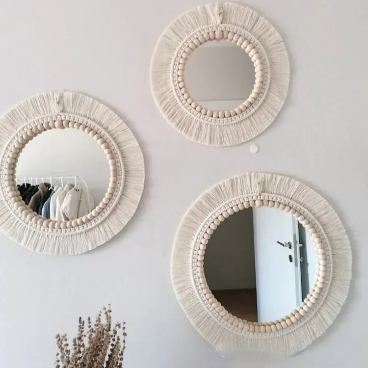 Nordic Hand-Woven Decorative Hanging Mirror