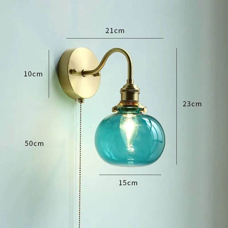 Nordic Style Glass Copper LED Wall Light