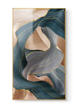 Nordic Modern Abstract Gold Ribbon Canvas Art