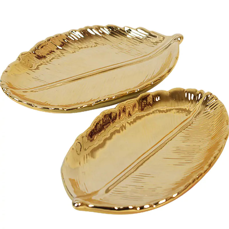 Nordic Gold Leaf Ceramic Storage Tray