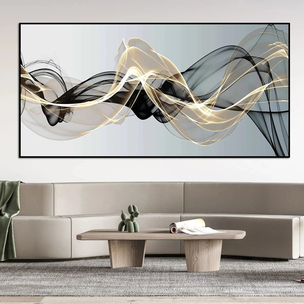 Nordic Luxury Ribbon Abstract Art Canvas