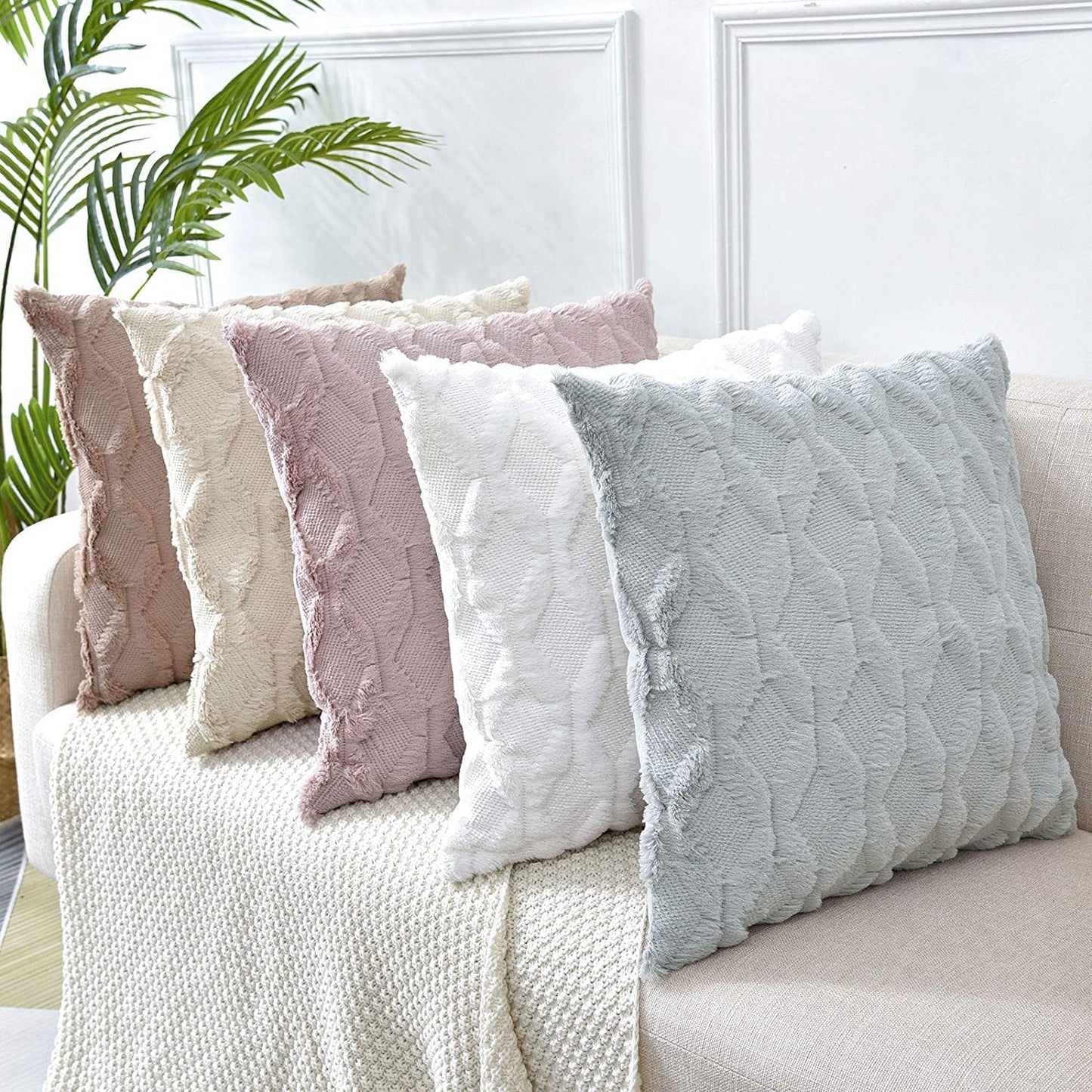 Decorative Boho Throw Pillow Covers 45 x 45 cm (White 2 pack)