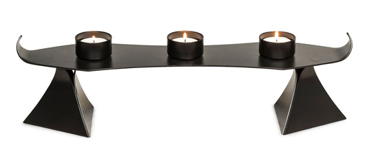 Modern Black Metal Harbour Style Tea Light Candle Holder