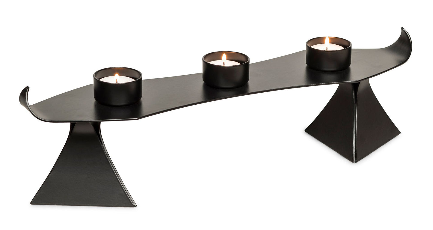 Modern Black Metal Harbour Style Tea Light Candle Holder