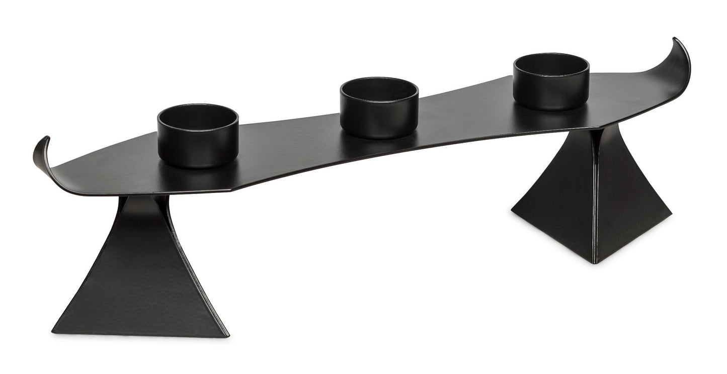 Modern Black Metal Harbour Style Tea Light Candle Holder