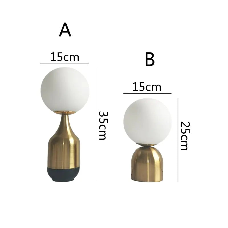 Modern Nordic Glass Ball Brass Table Lamps