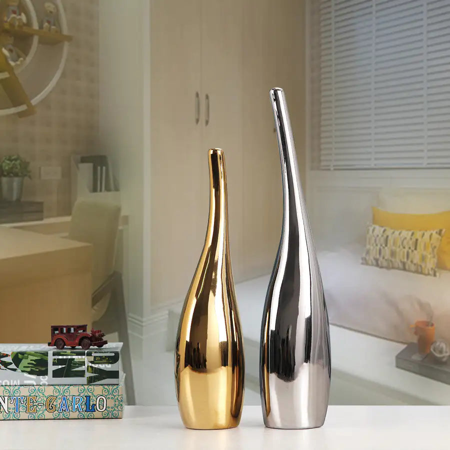 Nordic Gold Plated Ceramic Vases